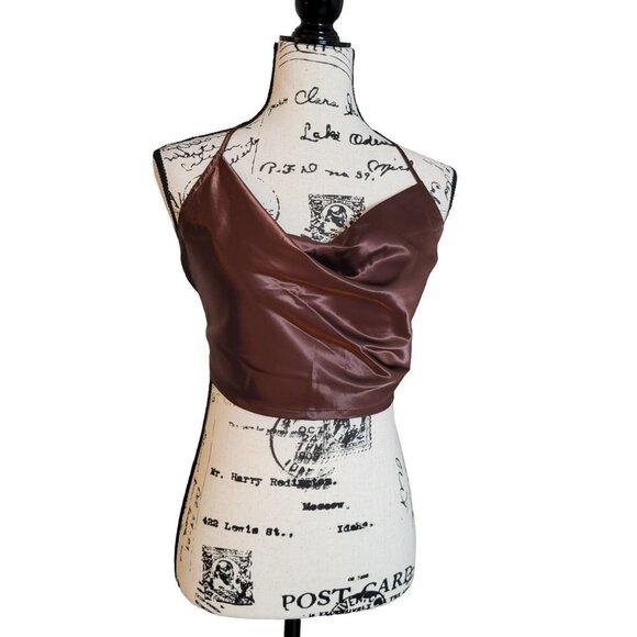 NWT H&M Divided Satin Backless Tie Crop Top - Size Medium - Picture 1 of 10